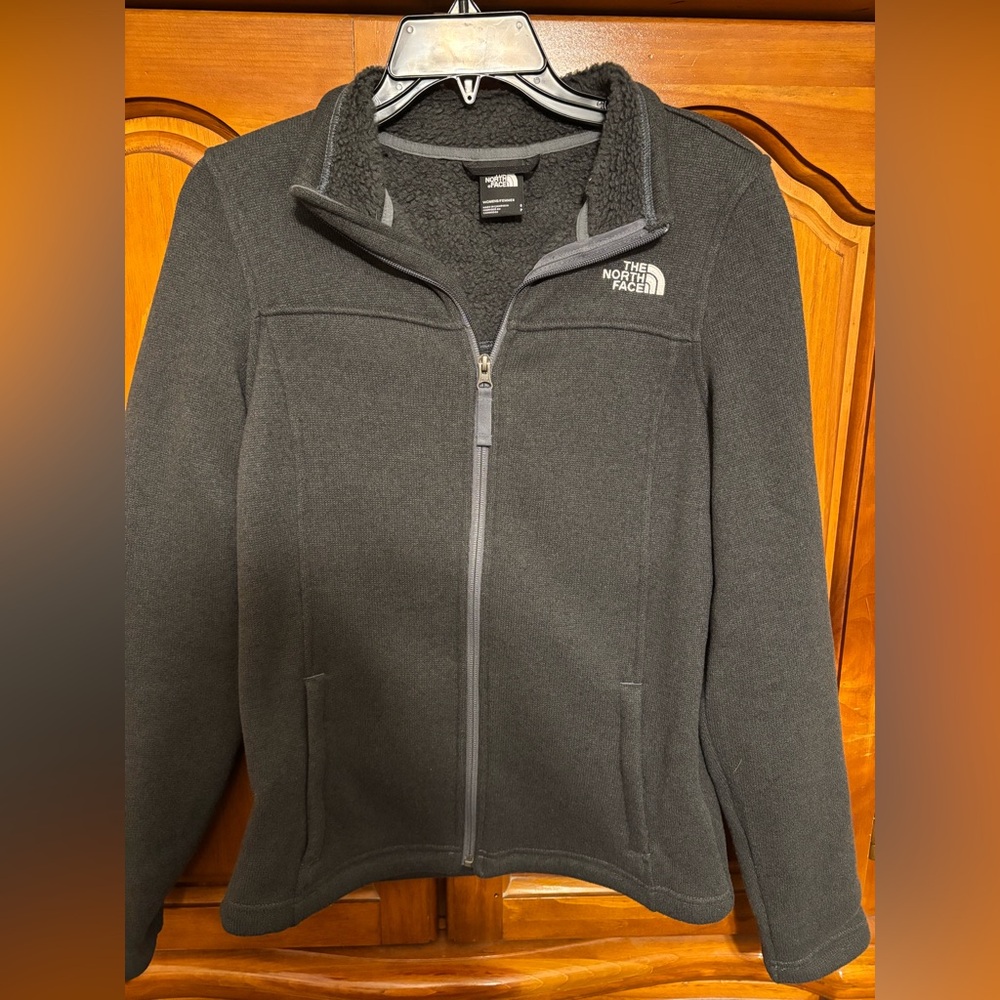 Womens the north face dark grey zip up jacket new